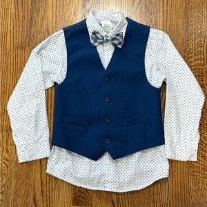 Kids Navy Blue Vest and Bow Tie Suit Set